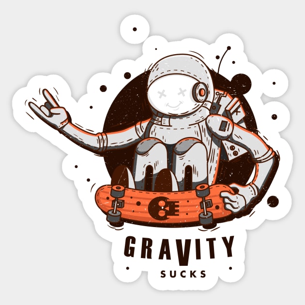 Gravity Sucks Space Skater Sticker by andrewcreative